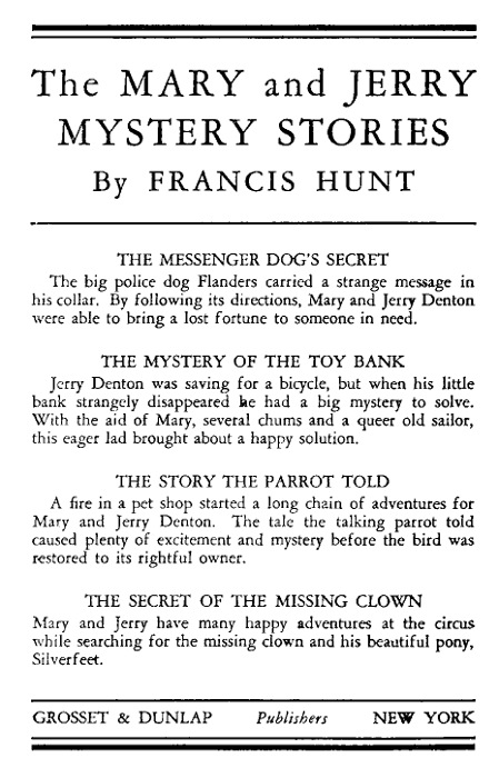 The MARY and JERRY MYSTERY STORIES